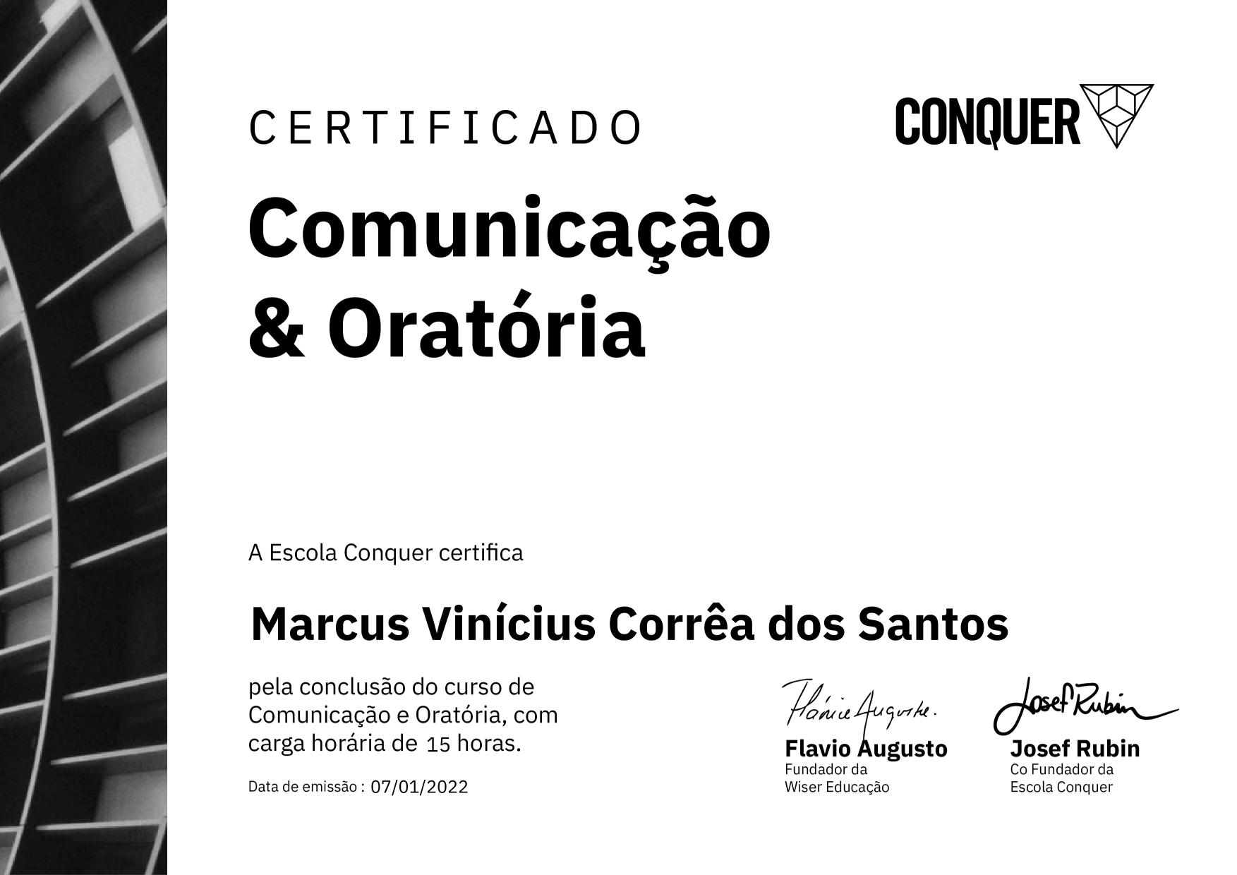Certificado de Comunicação e Oratória - Destravando a sua comunicação